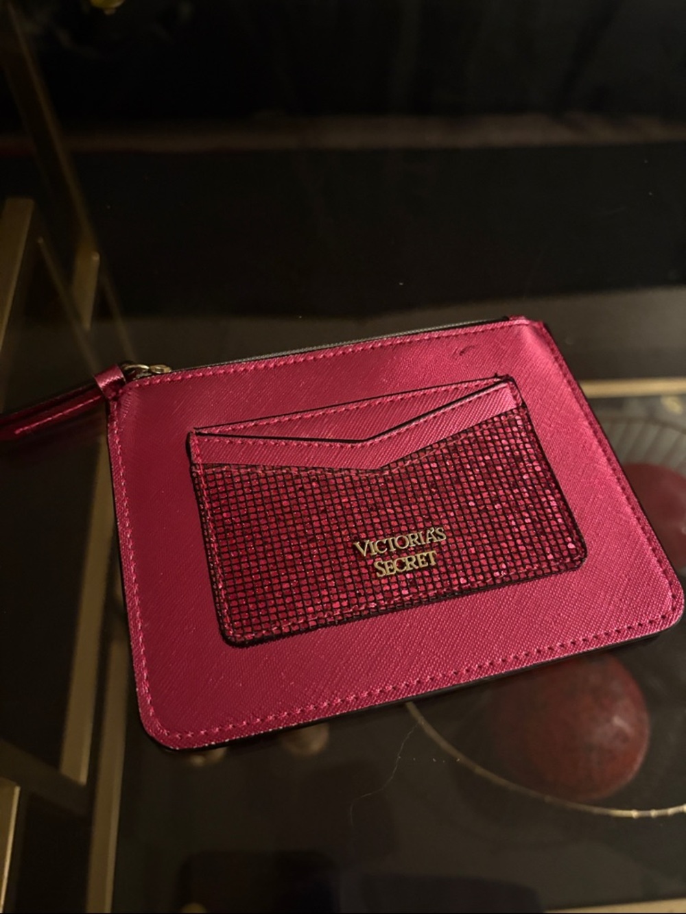 Victoria's Secret Hot Pink Metallic Card Pocket Wallet